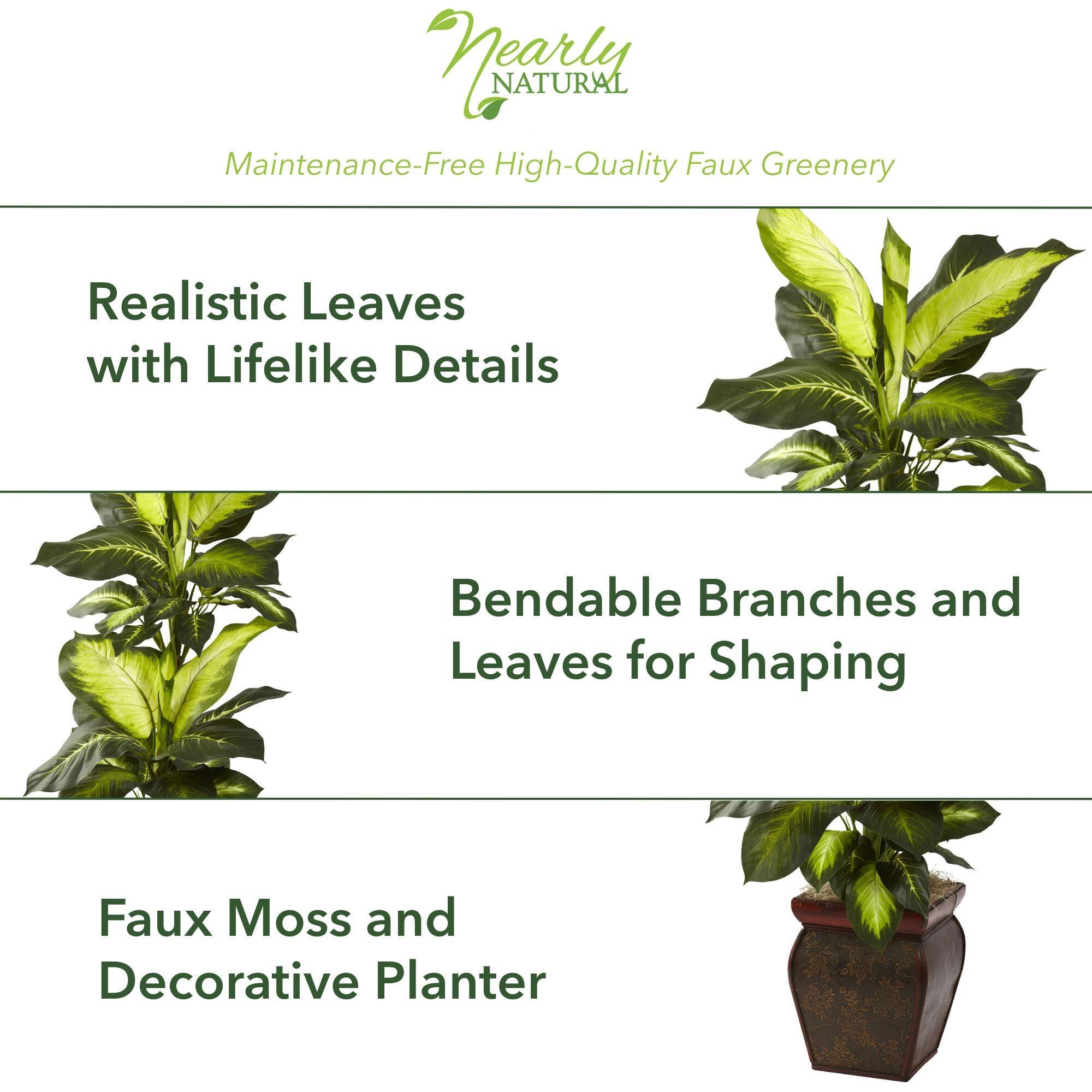 45" Artificial Golden Dieffenbachia Plant with Decorative Planter